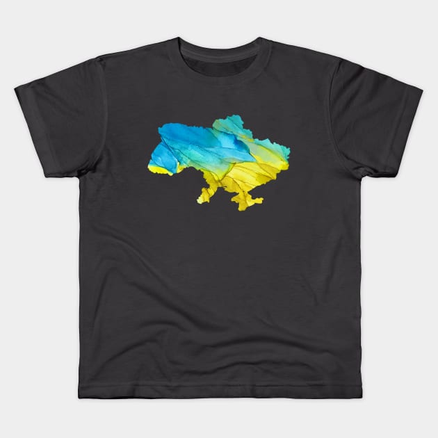 Watercolor Ukranian Map Kids T-Shirt by HetmanArt